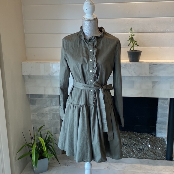 Kate Spade Broome Street Ruffled Ilive Poplin Shirtdress Size Medium - Picture 6 of 15